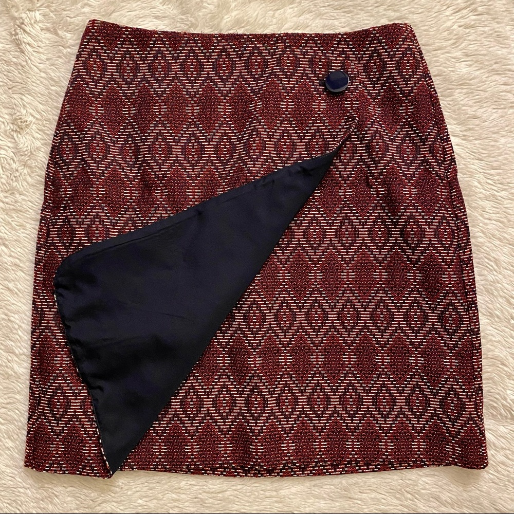 LOFT Jacquard Diamond Pattern Skirt | Faux Wrap Skirt